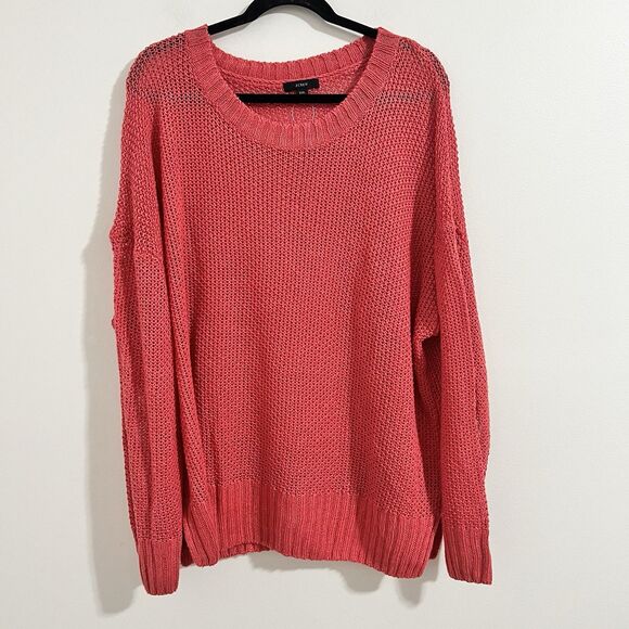 J.Crew Sweater Women's 100% Linen XXL Orange Open Knit Long Sleeve Flowy Boho - Picture 1 of 6